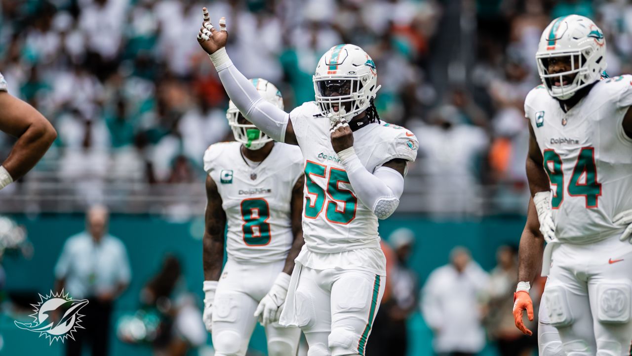 Miami Dolphins linebacker Jerome Baker (55) in action during the