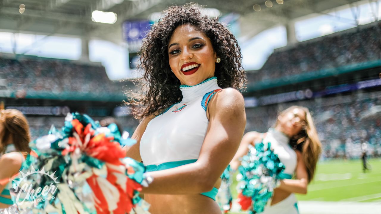 Miami Dolphins Cheerleaders and Dolphins mascot T.D. entertain the crowd in  Christmas attire during the first half against the Buffalo Bills at Sun  Life Stadium on December 23, 2012 in Miami, Florida.