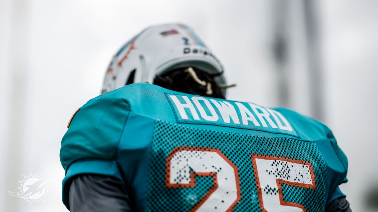 Miami Dolphins wide receiver Erik Ezukanma (18) does drills during