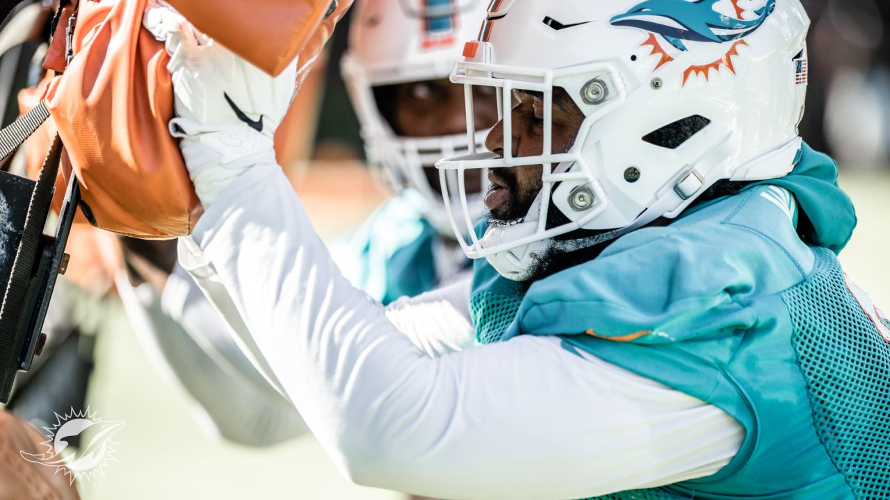 Miami Dolphins defensive tackle Christian Wilkins (94) laughs on