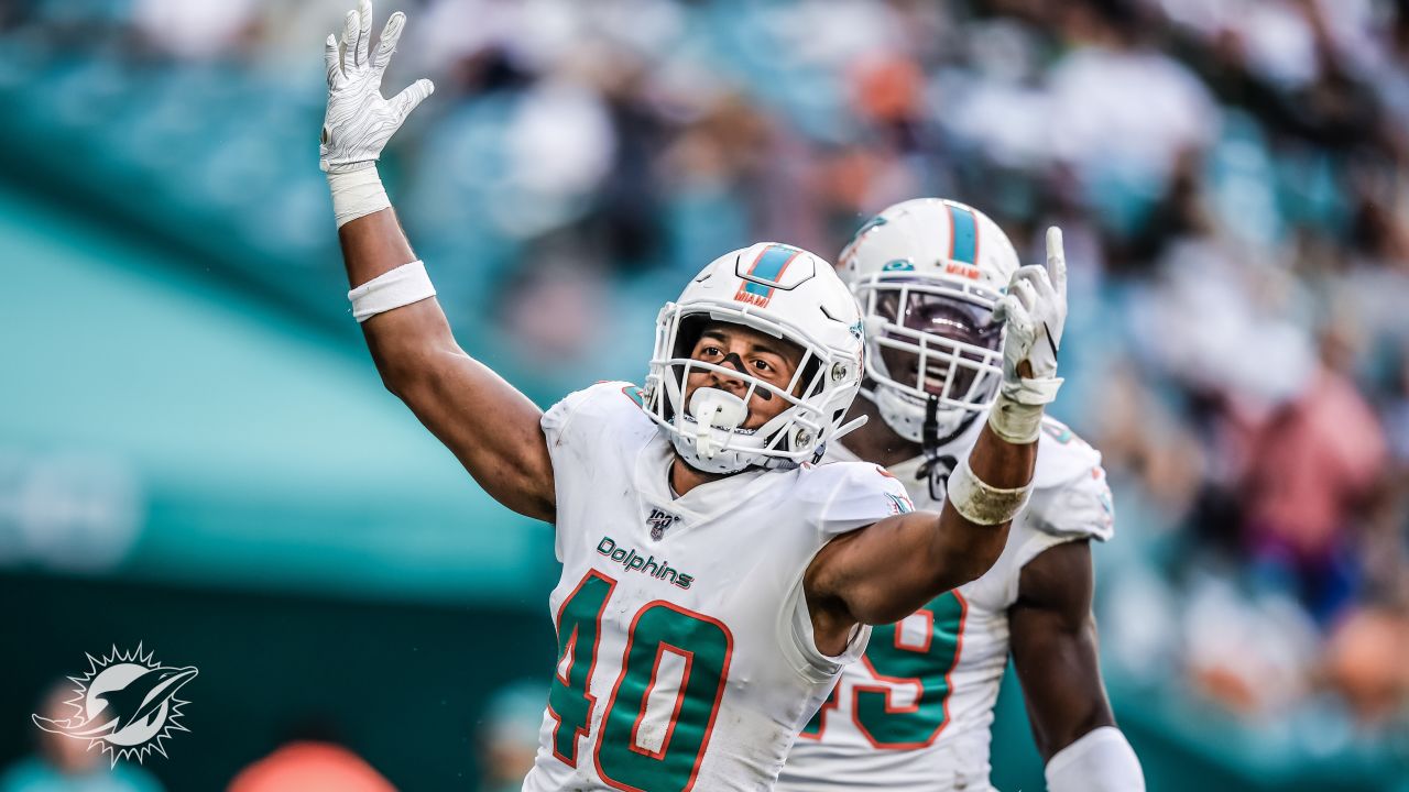 Miami Dolphins cornerback Nik Needham (40) lines up against