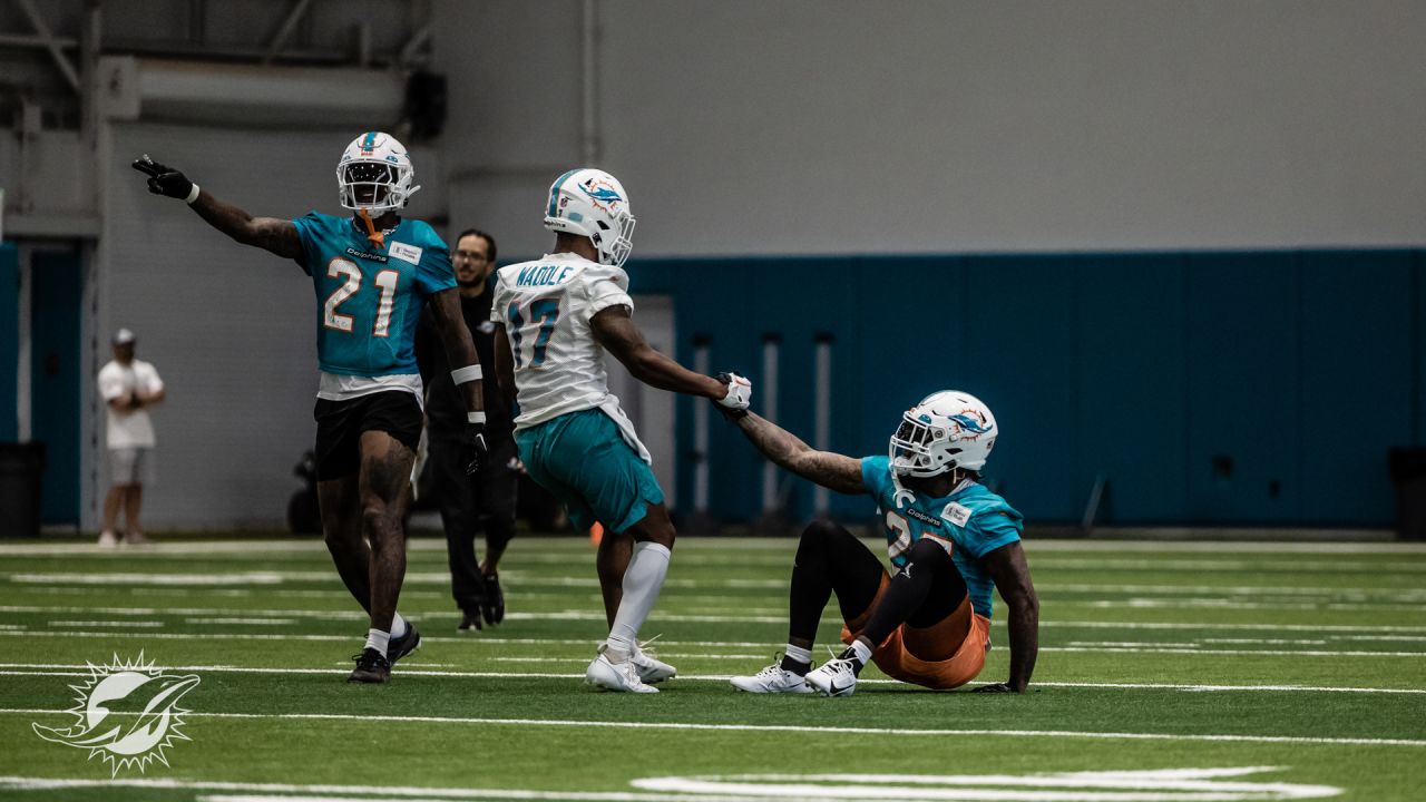 Miami Dolphins cornerback Kader Kohou does drills during practice at the  NFL football team's training facility, Thursday, July 27, 2023, in Miami  Gardens, Fla. (AP Photo/Lynne Sladky Stock Photo - Alamy