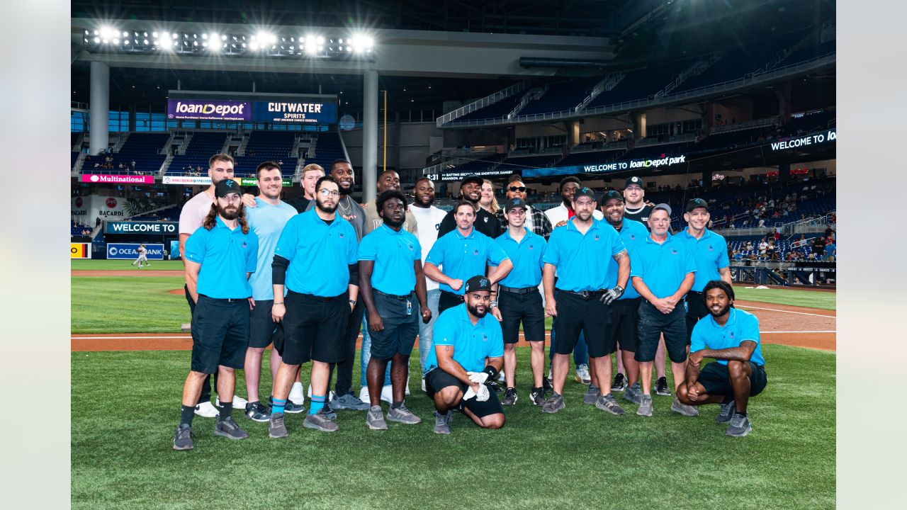 PHOTOS: 2022 Dolphins Offensive Line at the Miami Marlins