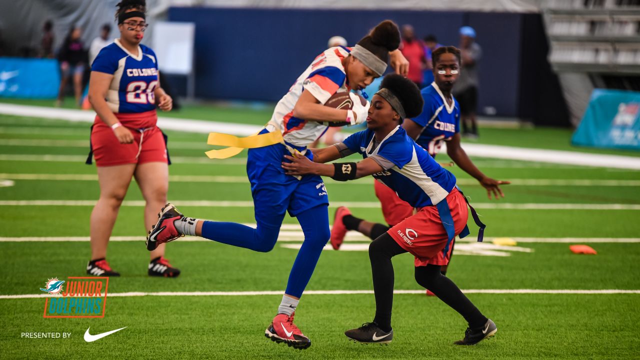 Miami Dolphins on X: We hosted 8️⃣ girls' flag football teams over the  weekend for a Flag Football Combine with Nike. #JuniorDolphins  #PlayFootball The top 4️⃣ teams will compete in a championship