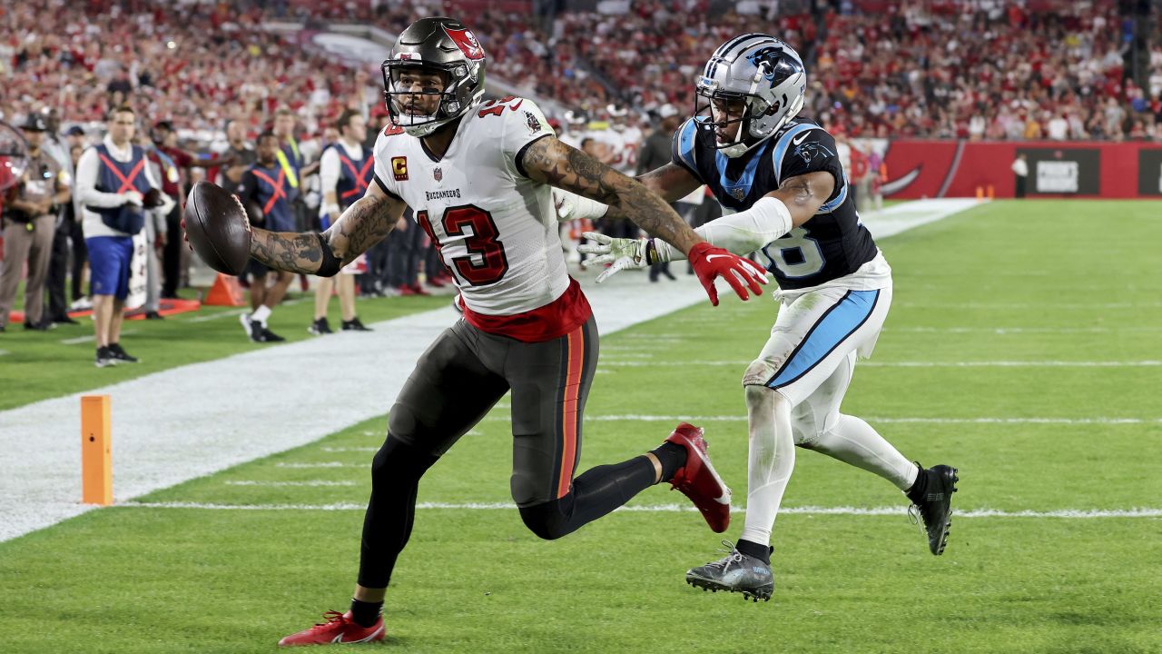 October 14, 2021: Tampa Bay Buccaneers wide receiver Mike Evans (13) looks  on prior to the NFL game between the Tampa Bay Buccaneers and the  Philadelphia Eagles at Lincoln Financial Field in