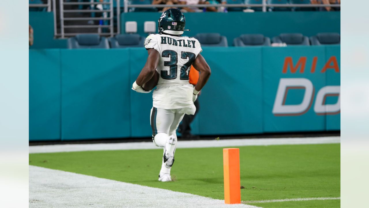 Miami Dolphins tight end Hunter Long (84) catches the ball as he practices  on the field before an NFL football game against the Philadelphia Eagles,  Saturday, Aug. 27, 2022, in Miami Gardens