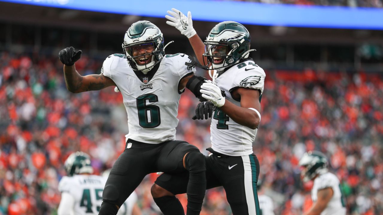 DeVonta Smith of the Philadelphia Eagles reacts after a reception News  Photo - Getty Images