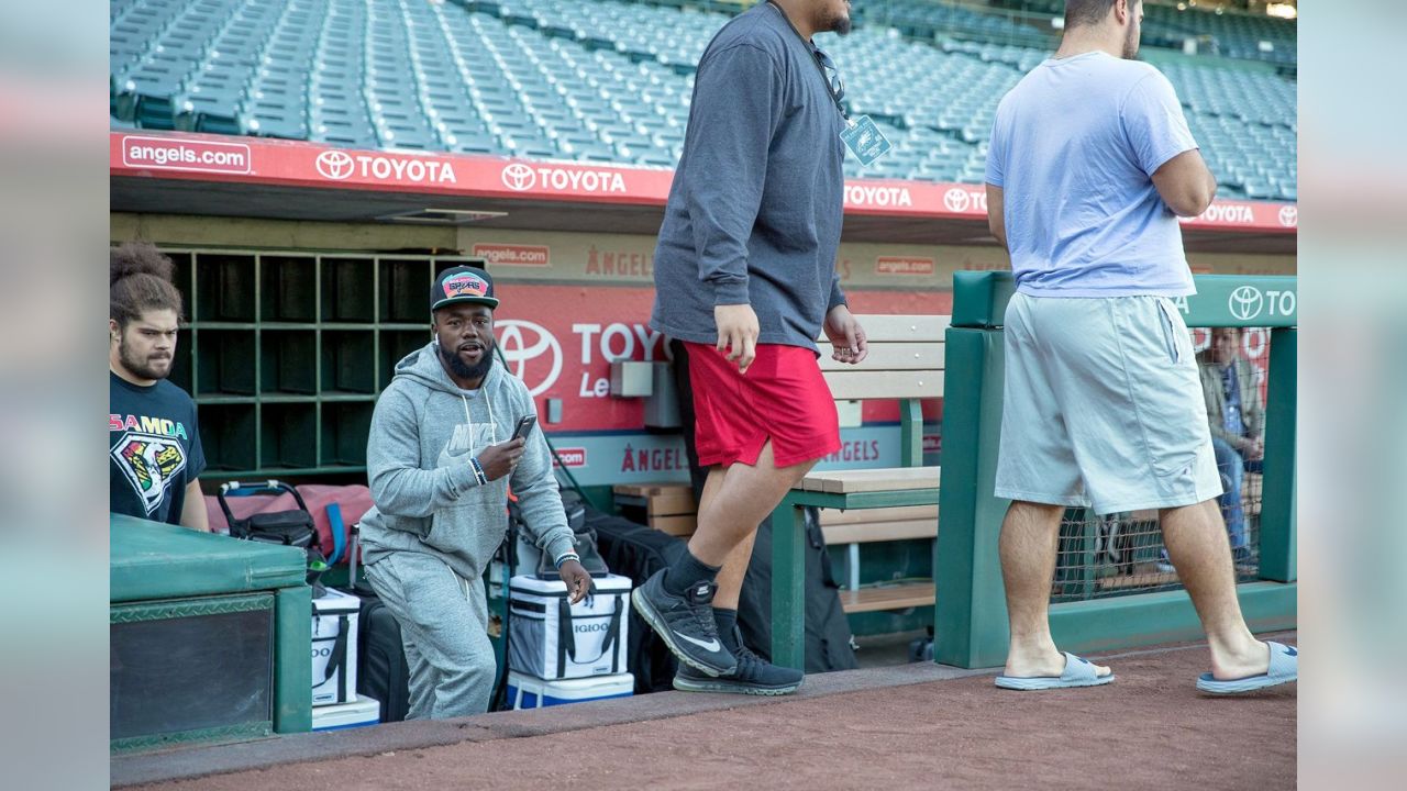 The Eagles are practicing on the Angels' field this week