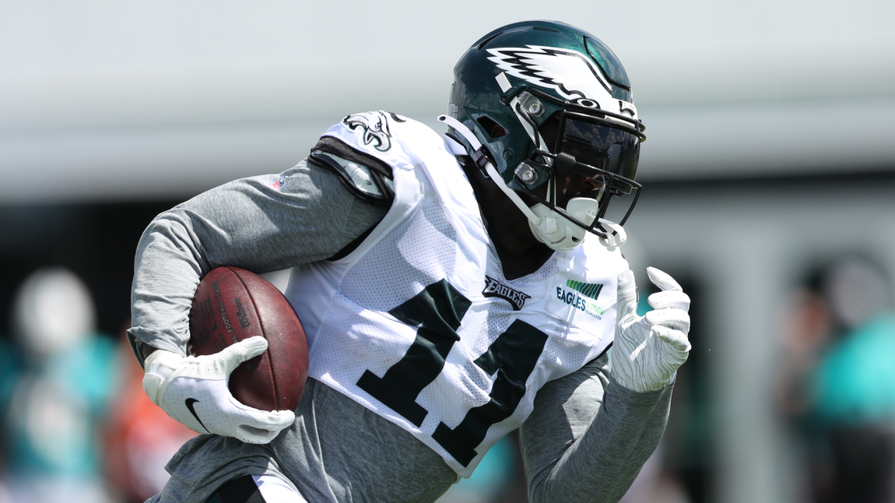 Philadelphia Eagles punter Arryn Siposs (8) and Philadelphia Eagles long  snapper Rick Lovato (45) wear Crucial Catch hats before an NFL football  game against the Arizona Cardinals, Sunday, Oct. 9, 2022, in