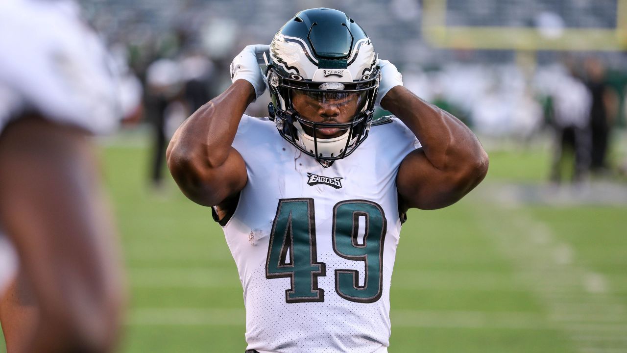 New York Jets linebacker Hamsah Nasirildeen (45) reacts after defeating the  Philadelphia Eagles 24-21 in an NFL pre-season football game, Friday, Aug.  12, 2022, in Philadelphia. (AP Photo/Rich Schultz Stock Photo - Alamy