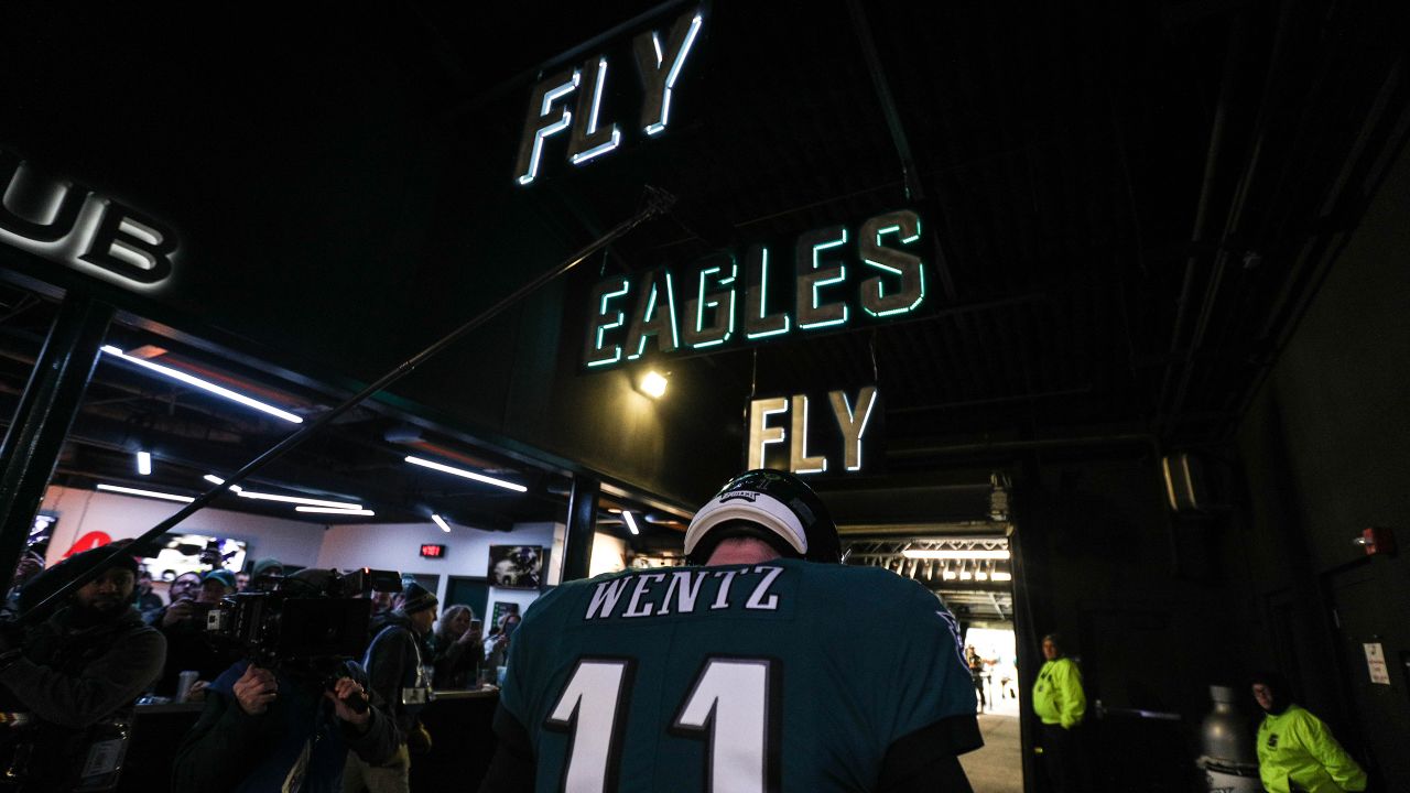 Philadelphia Eagles quarterback Carson Wentz (11) in action against the New  England Patriots during an NFL football game, Sunday, Nov. 17, 2019, in  Philadelphia. The Patriots defeated the Eagles 17-10. (Brad Penner/AP