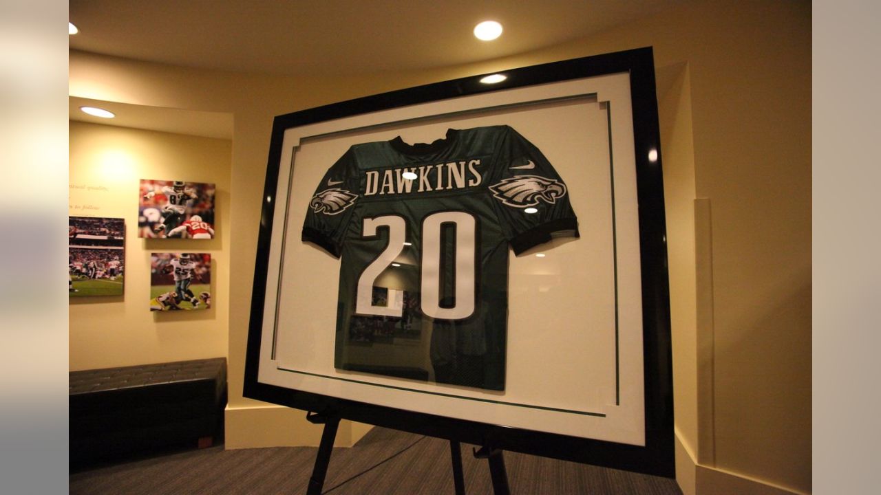 Brian Dawkins Signed Eagles 35 x 43 Framed Jersey (Beckett COA