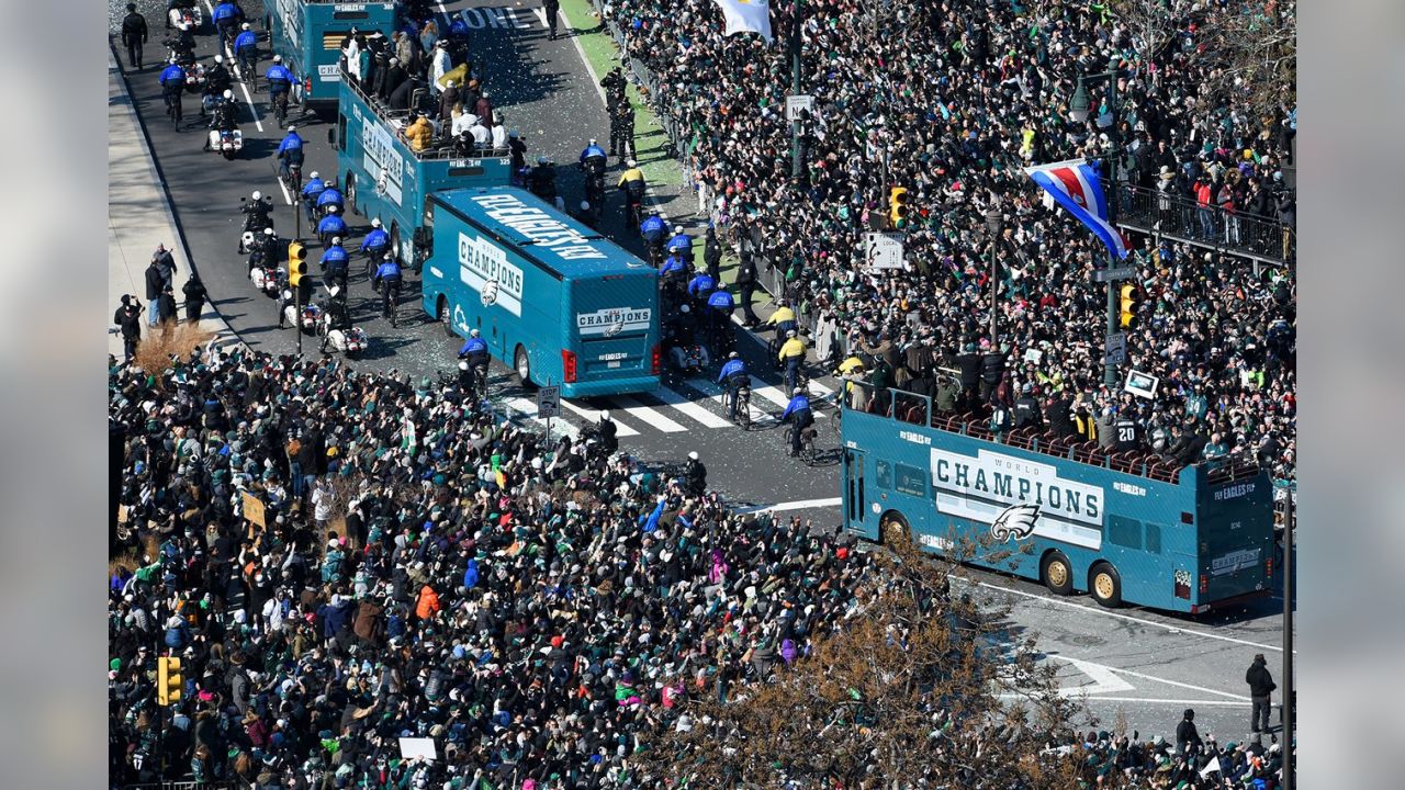 Just look at this 360° aerial shot of the Eagles parade 