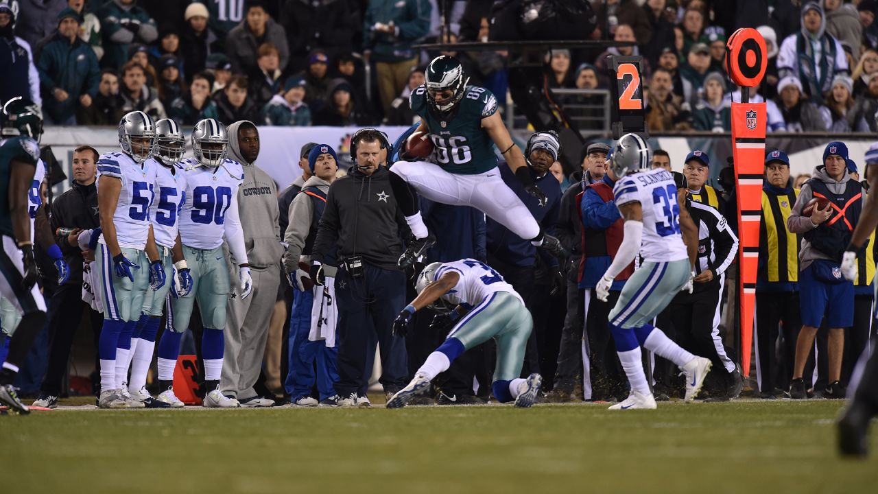 Philadelphia Eagles tight end Zach Ertz (86) celebrates after scoring a  touchdown during an NFL football game against the Dallas Cowboys at Lincoln  Financial Field in Philadelphia on Nov. 11, 2018. Photo