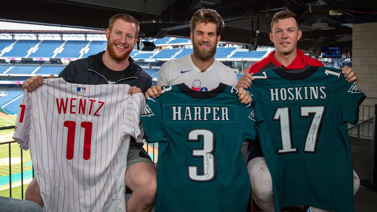 Behind the scenes: Carson Wentz, Bryce Harper, and Rhys Hoskins film NBC10  special