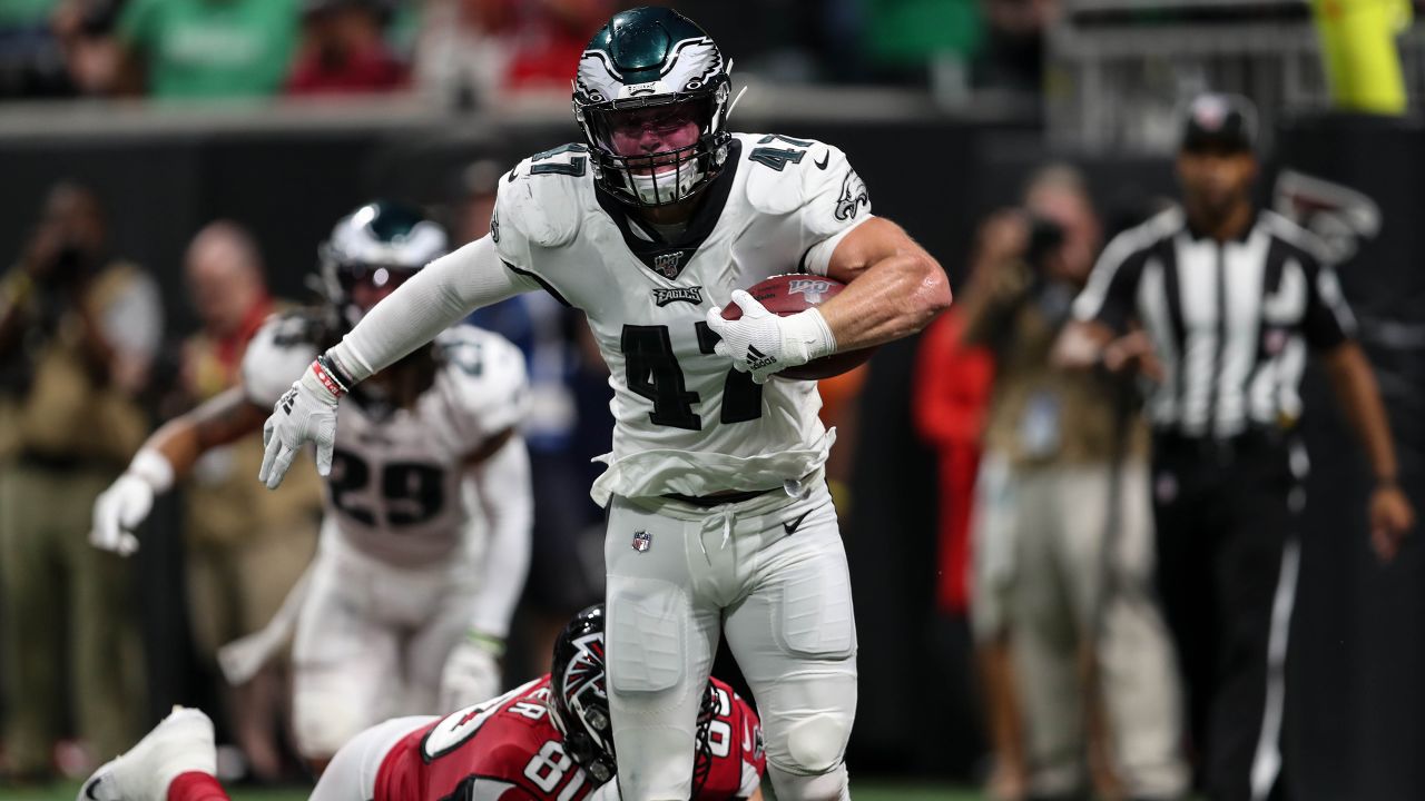 Atlanta Falcons wide receiver Justin Hardy (14) celebrates with Mohamed  Sanu (12) after his 5-yard touchdown pass over the Arizona Cardinals during  the second half of an NFL game at Mercedes-Benz Stadium