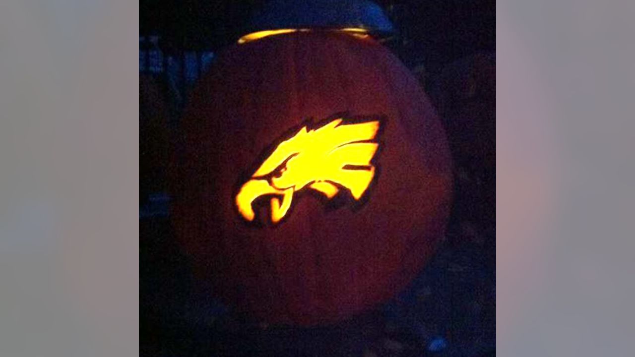 Carved Eagles pumpkin at The Glow event at The Mann Center : r/eagles