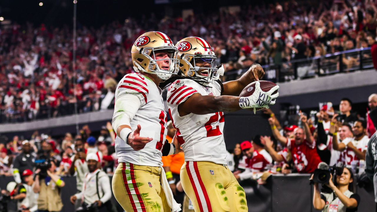 San Francisco 49ers - The 49ers equipment staff added Super Bowl XLVII  patches to the red home jerseys the team will be wearing in their matchup  with the Baltimore Ravens. VIDEO: