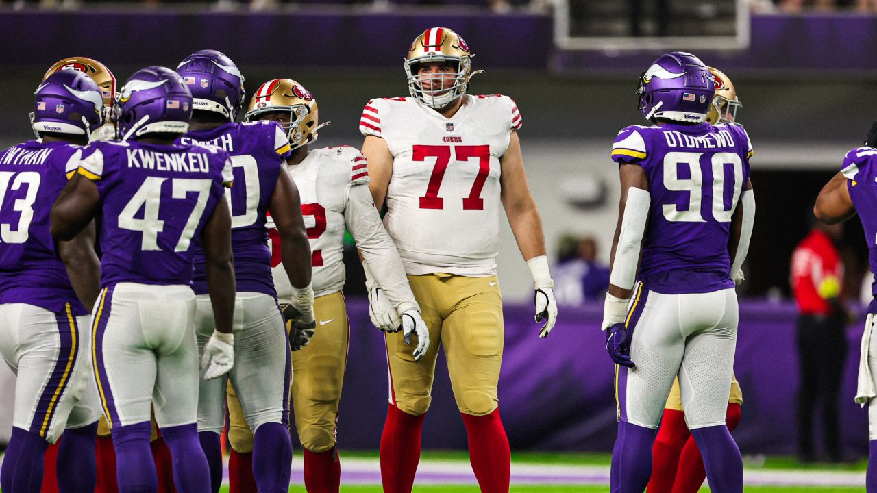 San Francisco 49ers offensive tackle Alfredo Gutierrez warms up before an  NFL preseason football game against the Houston Texans Thursday, Aug. 25,  2022, in Houston. (AP Photo/David J. Phillip Stock Photo - Alamy