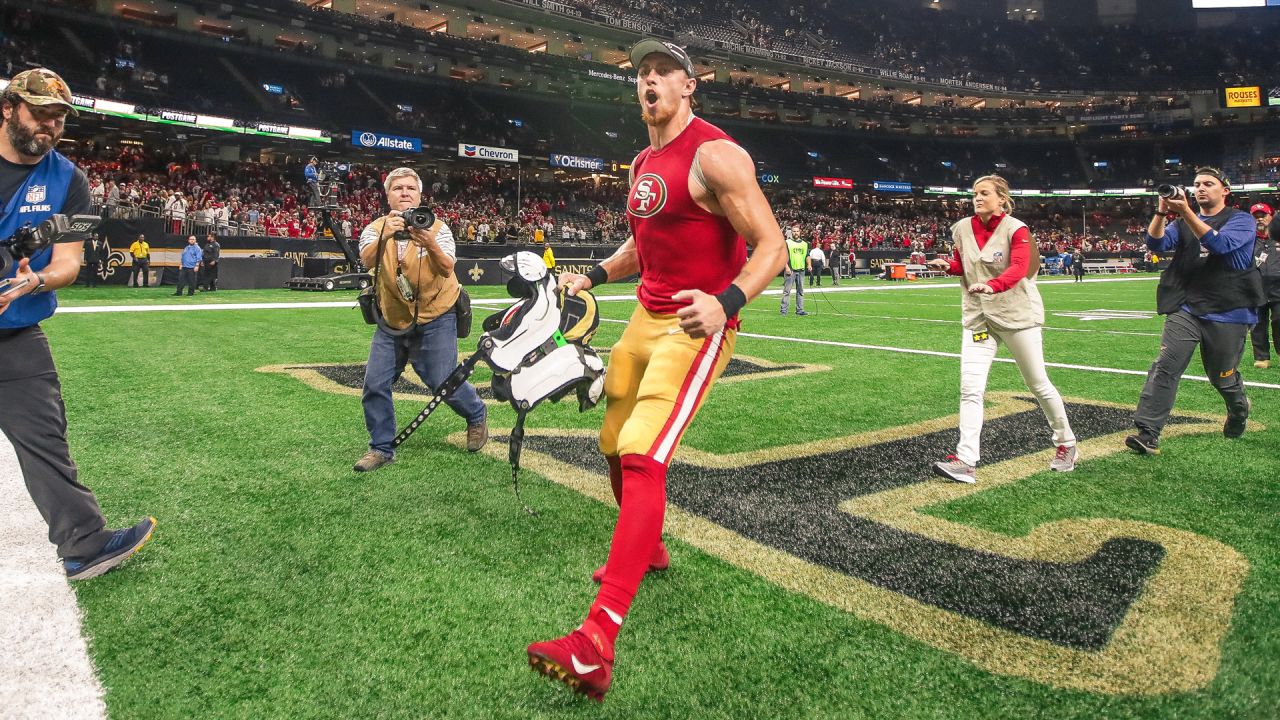 GLENDALE, AZ - JANUARY 03: San Francisco 49ers Tight End George Kittle (85)  during a game versus the Seattle Seahawks at State Farm Stadium on January  3, 2021 in Glendale, Arizona. (Photo