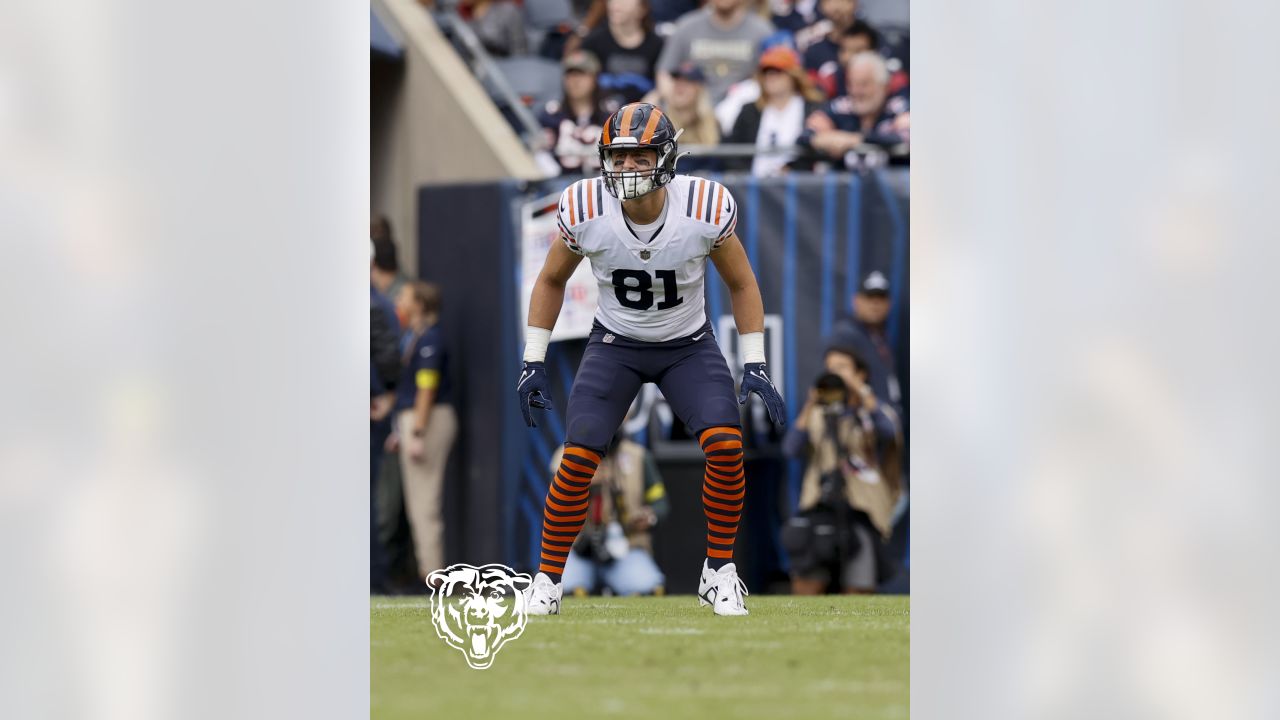 Chicago Bears linebacker Sterling Weatherford (50) works during the second  half of an NFL football game