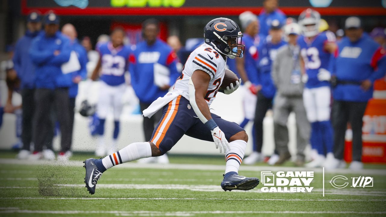 Chicago, Illinois, USA. 20th Sep, 2020. - Bears #48 Patrick Scales takes a  break during the NFL Game between the New York Giants and Chicago Bears at  Soldier Field in Chicago, IL.