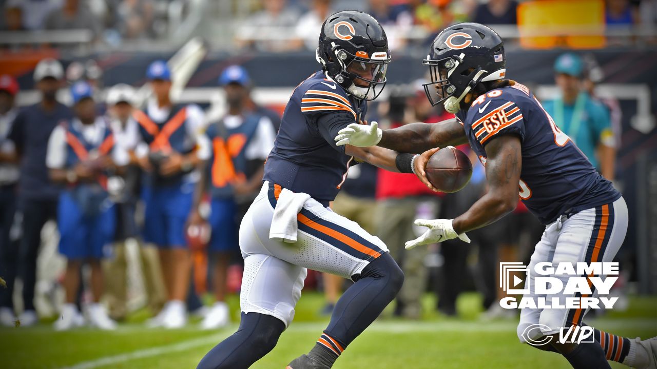 Chicago Bears offensive tackle Roy Mbaeteka (67) looks on during the second  half of an NFL preseason football game against the Buffalo Bills, Saturday,  Aug. 26, 2023, in Chicago. (AP Photo/Kamil Krzaczynski