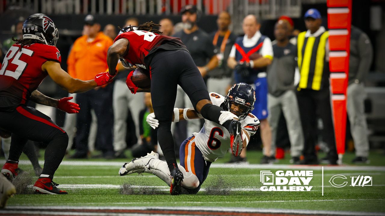 Atlanta Falcons wide receiver Damiere Byrd (14) catches a pass during the  second half of an NFL football game against the Chicago Bears, Sunday, Nov.  20, 2022, in Atlanta. The Atlanta Falcons