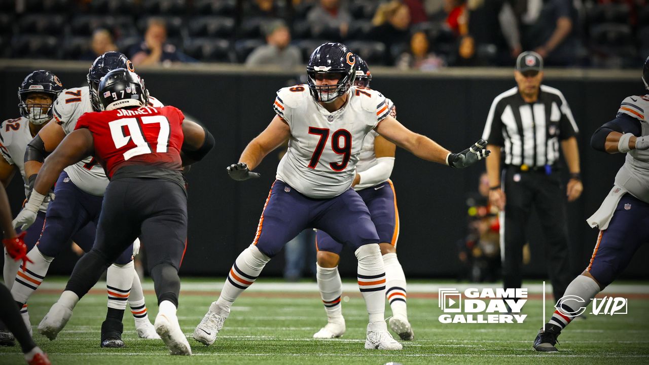 ATLANTA, GA – NOVEMBER 20: Referee Tra Blake (33) watches a replay during  the NFL game between the Chicago Bears and the Atlanta Falcons on November  20th, 2022 at Mercedes-Benz Stadium in