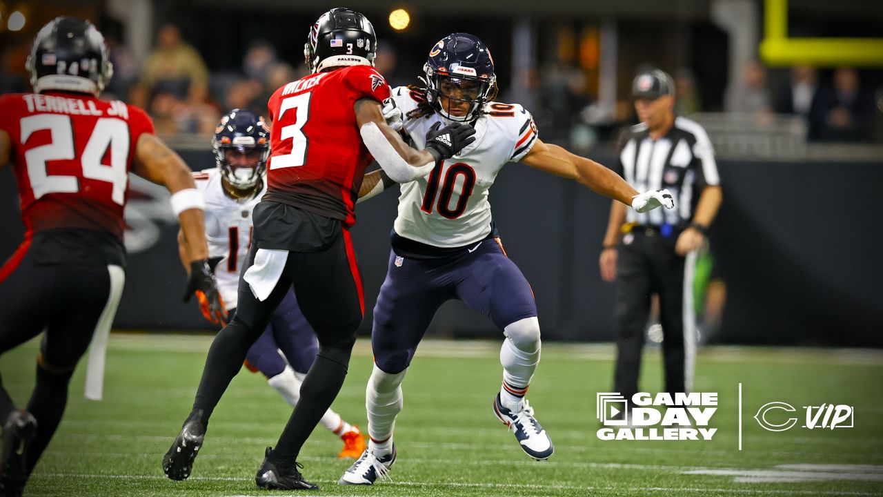 ATLANTA, GA – NOVEMBER 20: Referee Tra Blake (33) watches a replay during  the NFL game between the Chicago Bears and the Atlanta Falcons on November  20th, 2022 at Mercedes-Benz Stadium in