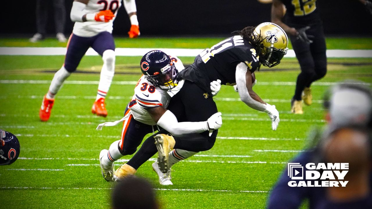 Chicago, Illinois, USA. 01st Nov, 2020. - Bears #17 Anthony Miller and  Saints #22 C.J. Gardner-Johnson in action during the NFL Game between the  New Orleans Saints and Chicago Bears at Soldier