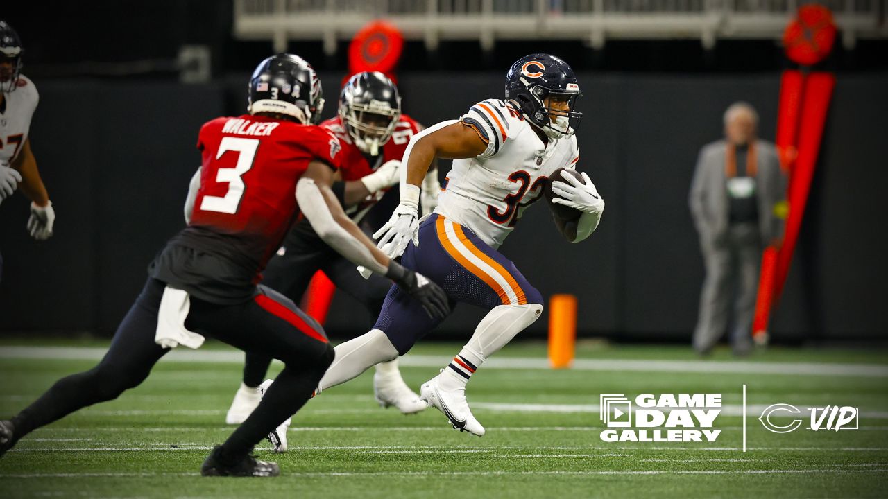 ATLANTA, GA – NOVEMBER 20: Referee Tra Blake (33) watches a replay during  the NFL game between the Chicago Bears and the Atlanta Falcons on November  20th, 2022 at Mercedes-Benz Stadium in