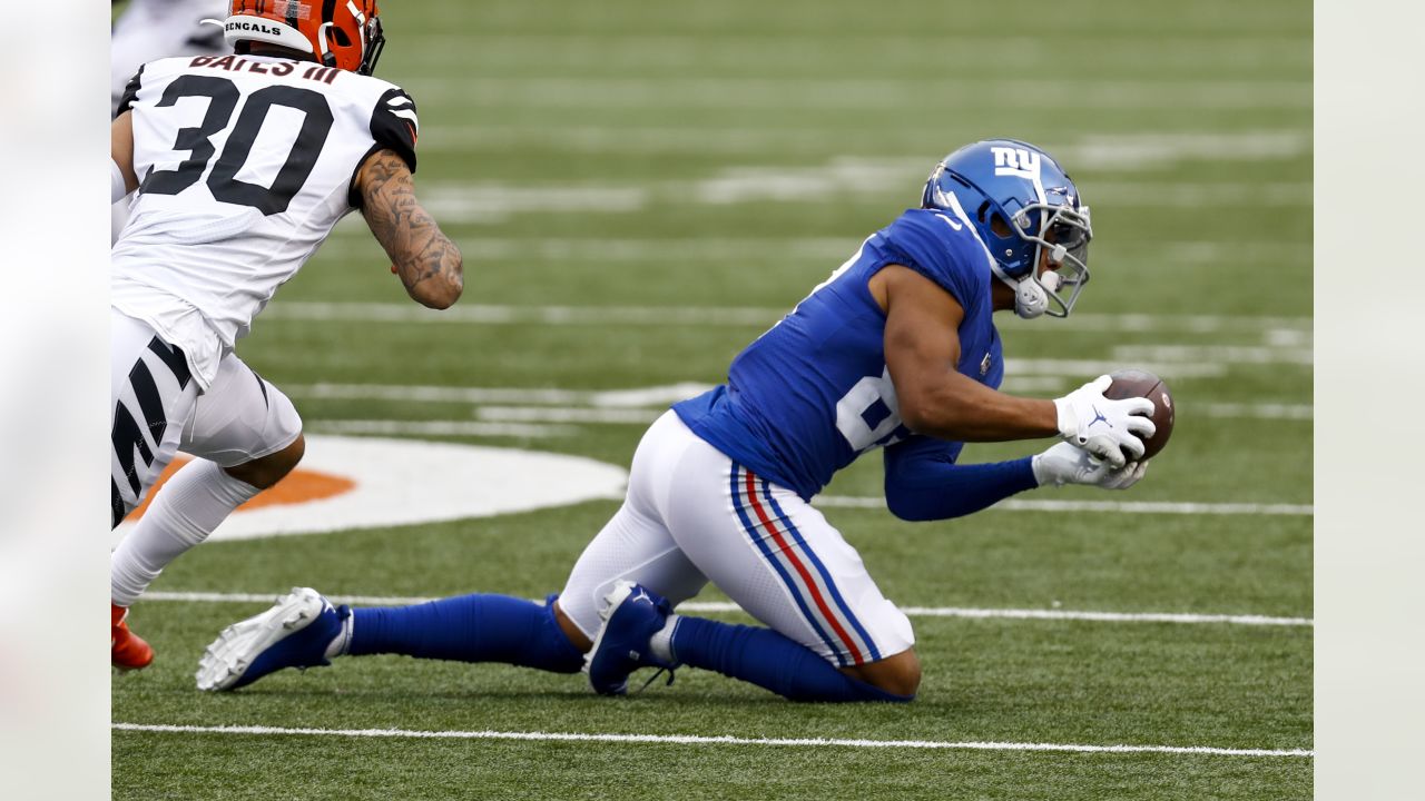 New York Giants linebacker Tomon Fox (49) during an NFL preseason football  game against the Cincinnati Bengals, Sunday, Aug. 21, 2022 in East  Rutherford, N.J. The Giants won 25-22. (AP Photo/Vera Nieuwenhuis