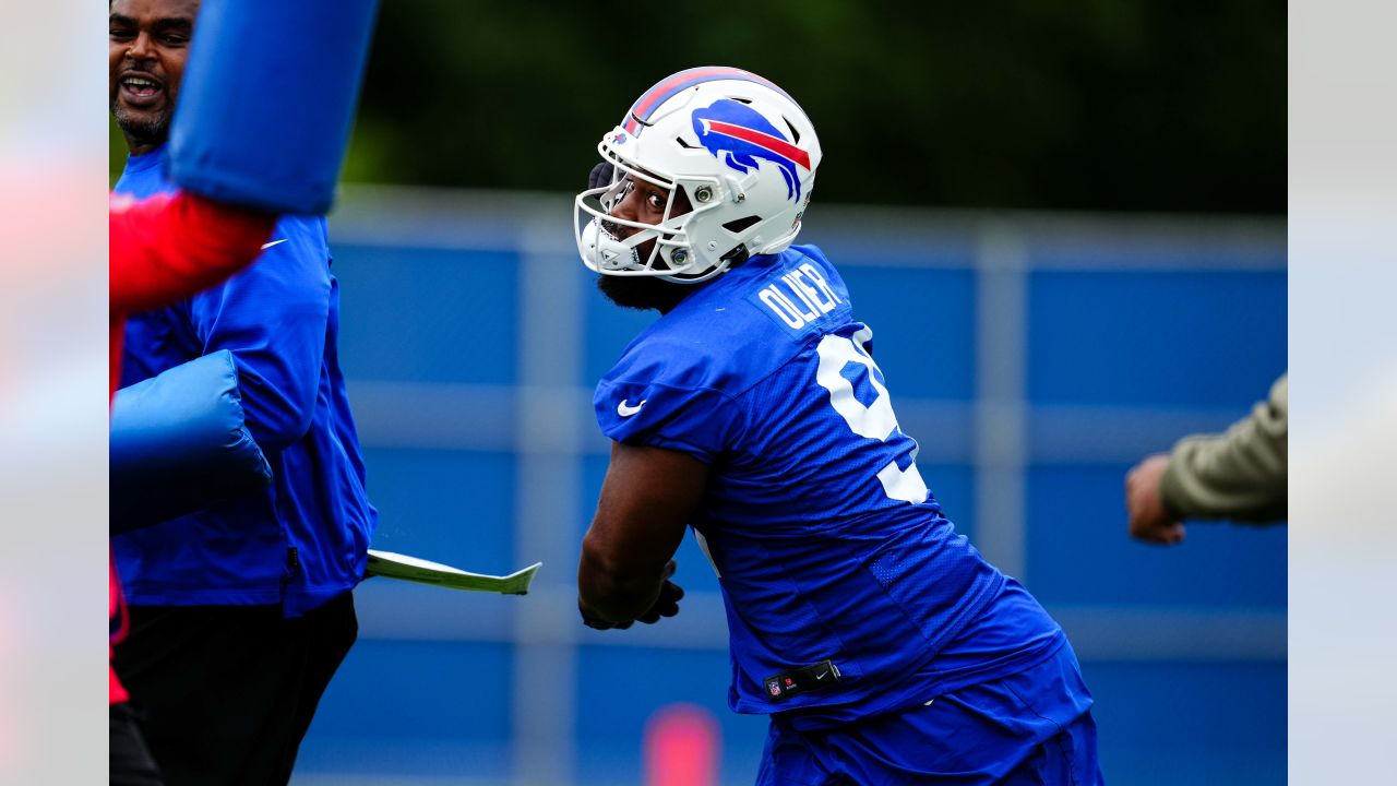 Buffalo Bills defensive tackle DaQuan Jones (92) reacts during the second  half of an NFL football