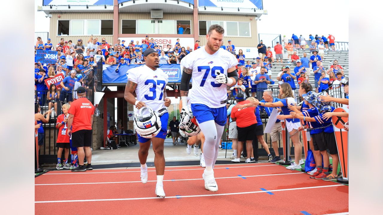 Buffalo Bills running back Darrynton Evans (37) reacts after