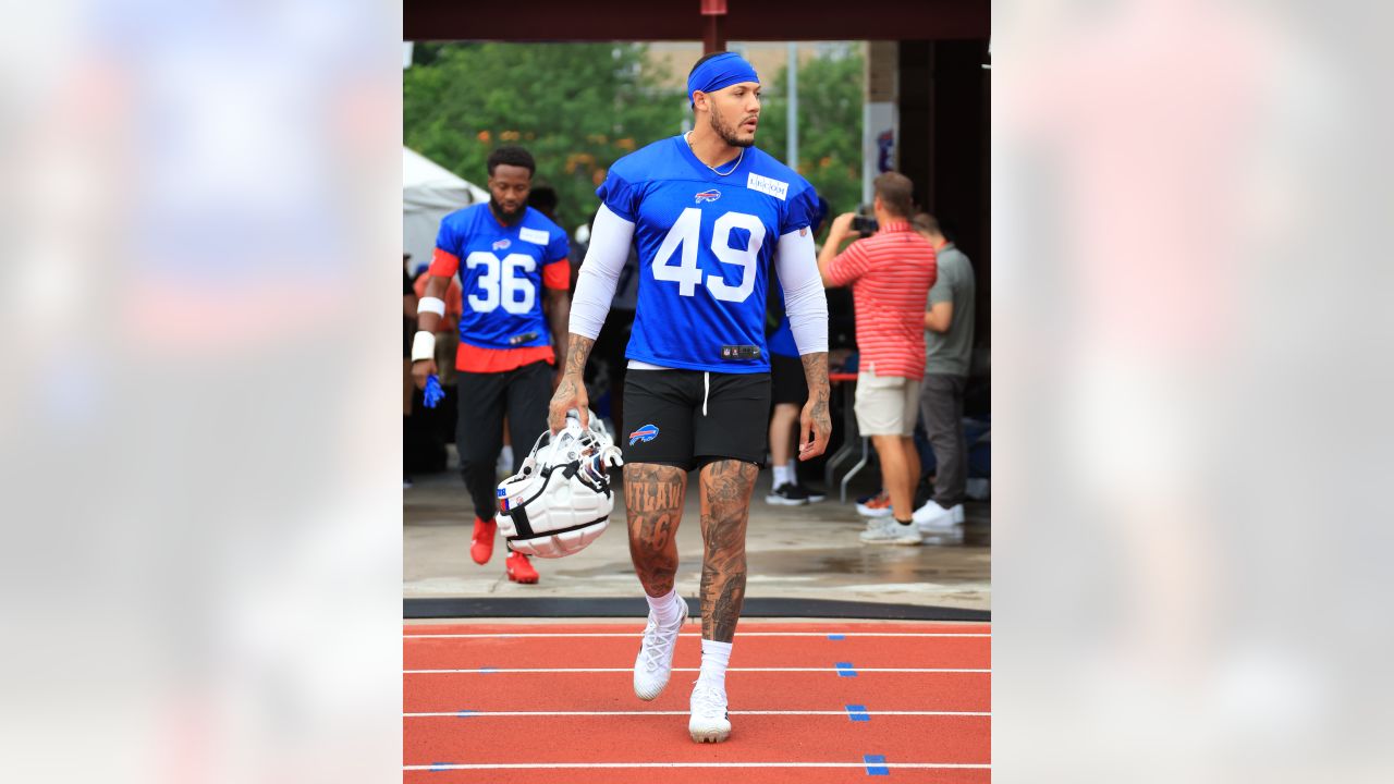 Buffalo Bills cornerback Kyron Brown (32) runs on the field during the  first half of an