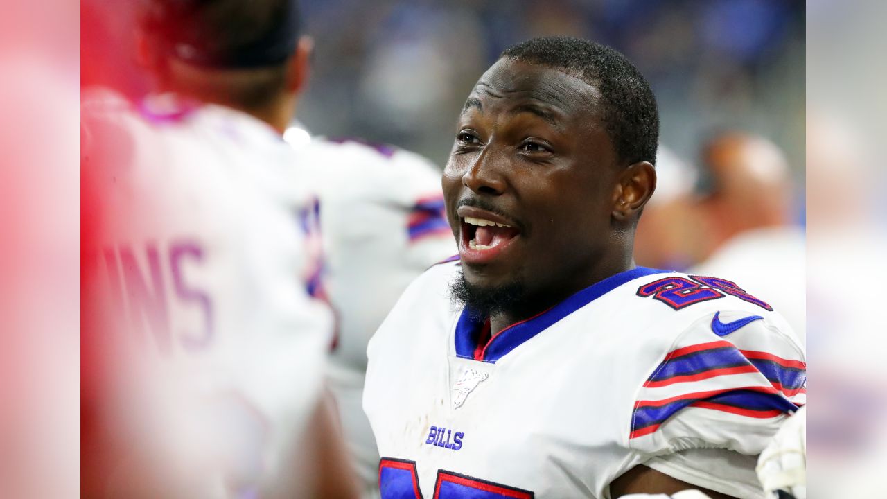 Buffalo Bills defensive back Denzel Rice (37) against the Detroit Lions  during an NFL preseason football game in Detroit, Friday, Aug. 23, 2019.  (AP Photo/Rick Osentoski Stock Photo - Alamy