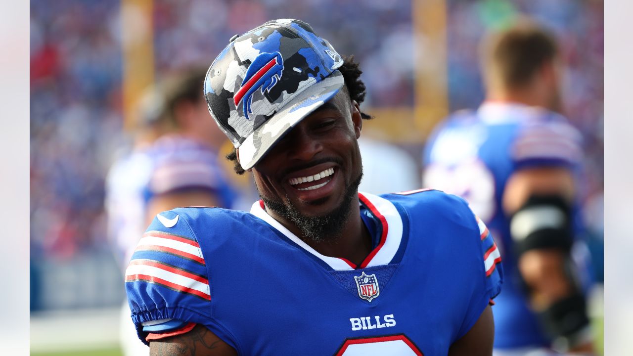 Buffalo Bills running back Raheem Blackshear, center, celebrates with  tackle Luke Tenuta, left, and tackle Alec Anderson after scoring against  the Indianapolis Colts during the second half of a preseason NFL football