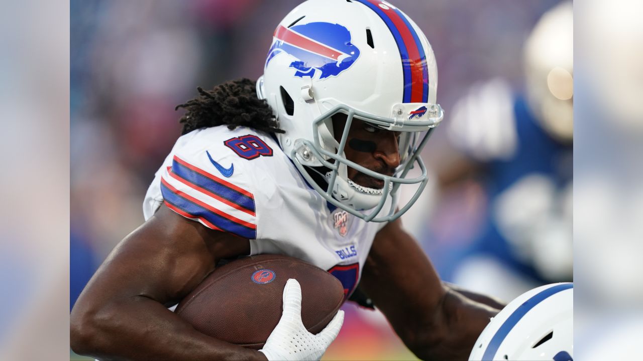 Indianapolis Colts running back D'vonte Price runs on the field during the  second half of a preseason NFL football game against the Buffalo Bills in  Orchard Park, N.Y., Saturday, Aug. 13, 2022. (