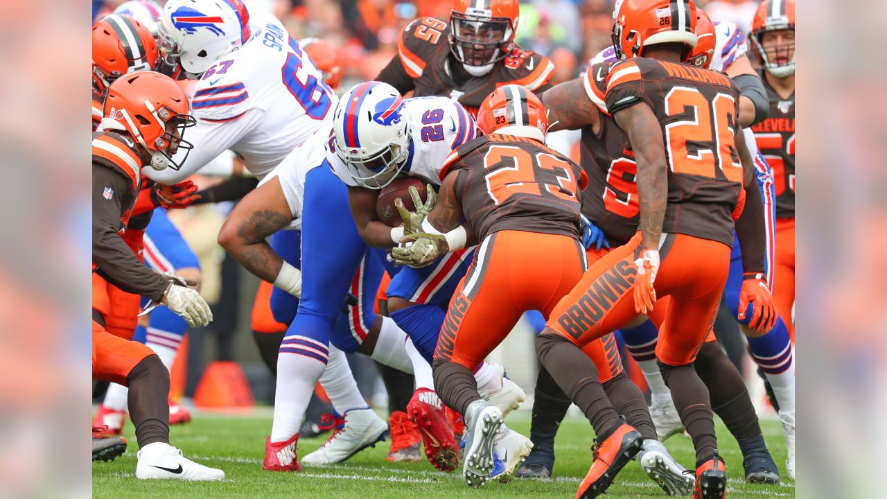 Buffalo Bills quarterback Josh Allen (17) passes against the Cleveland  Browns during an NFL game on Sunday, Nov. 10, 2019 in Cleveland, O.H. (AP  Photo/Rick Osentoski Stock Photo - Alamy