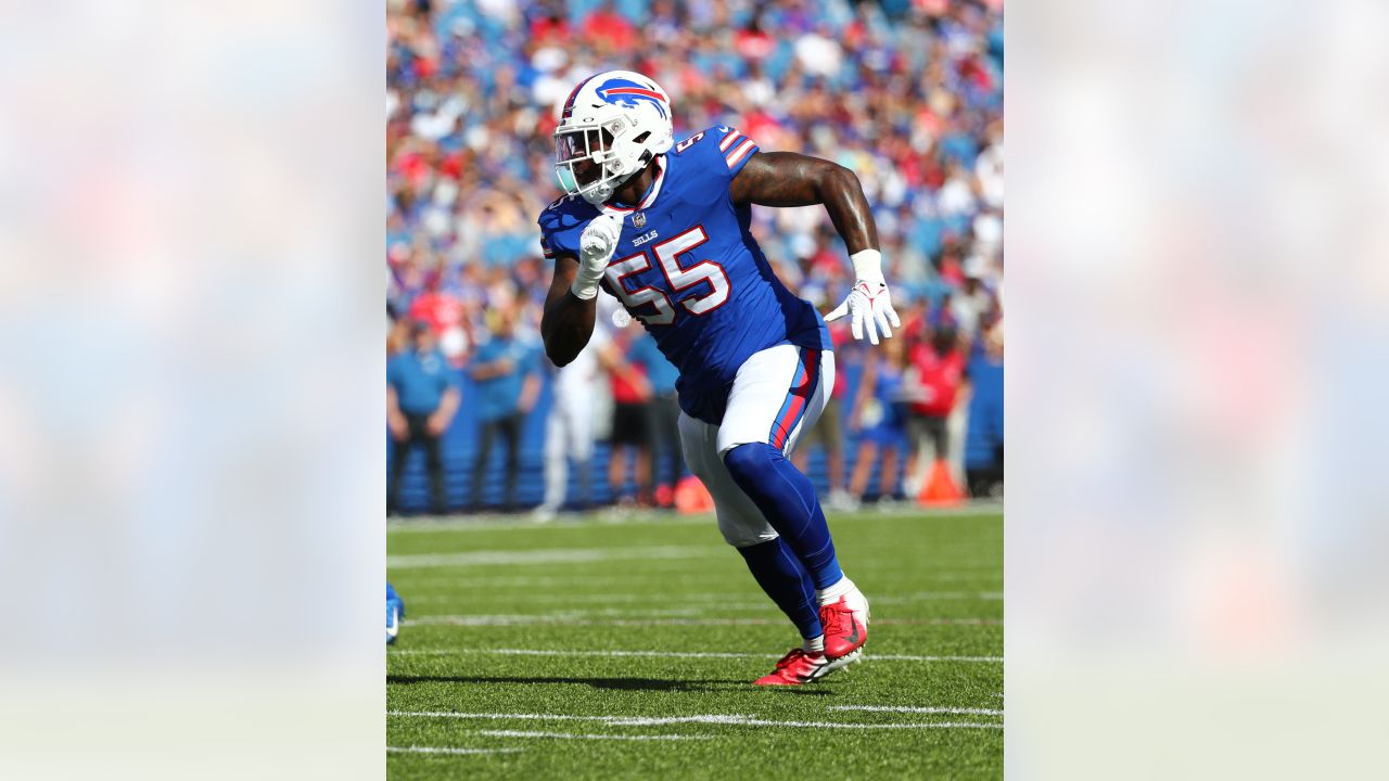 Buffalo Bills defensive end Boogie Basham (55) stands on the