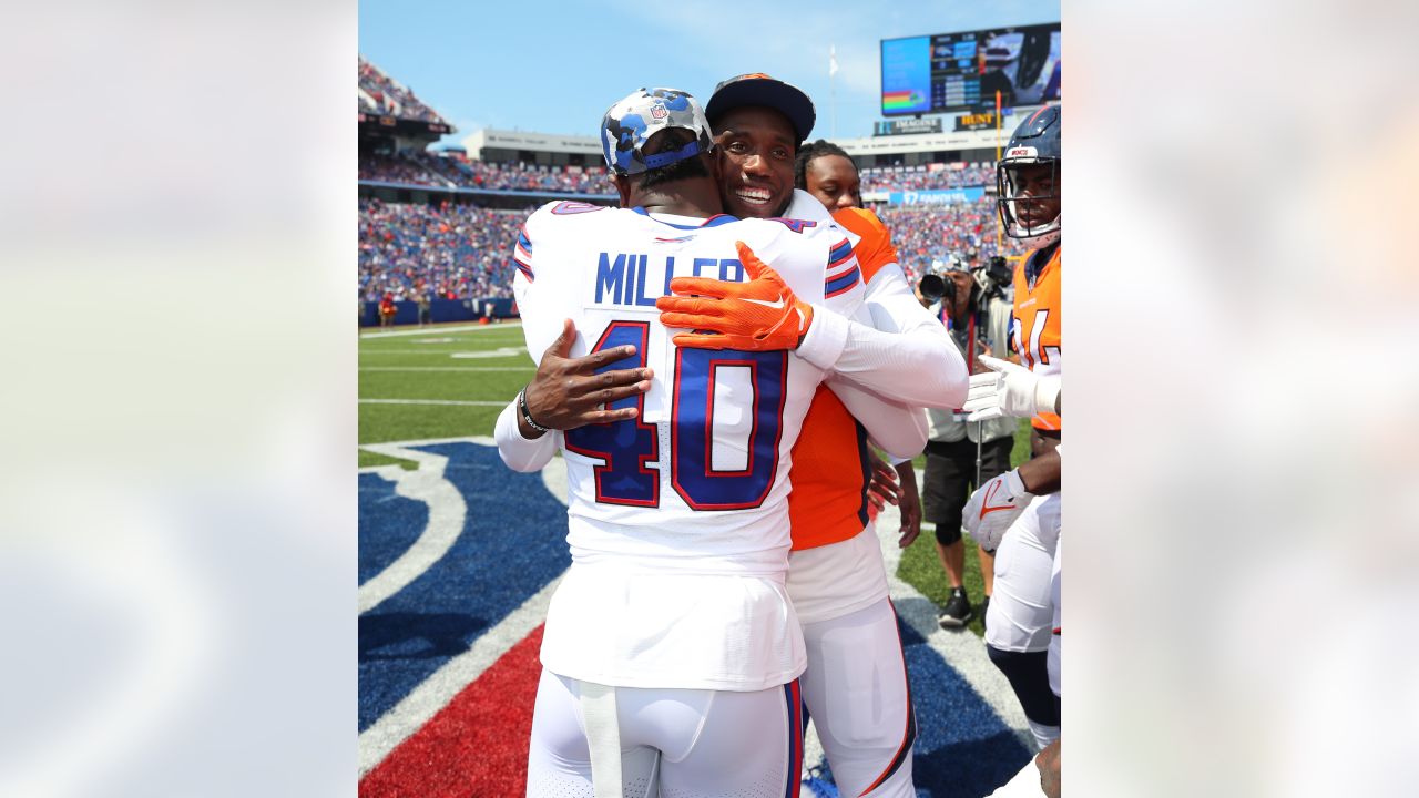 Buffalo Bills punter Matt Araiza, right, and long snapper Reid Ferguson  warm up before a preseason NFL football game against the Denver Broncos in  Orchard Park, N.Y., Saturday, Aug. 20, 2022. (AP