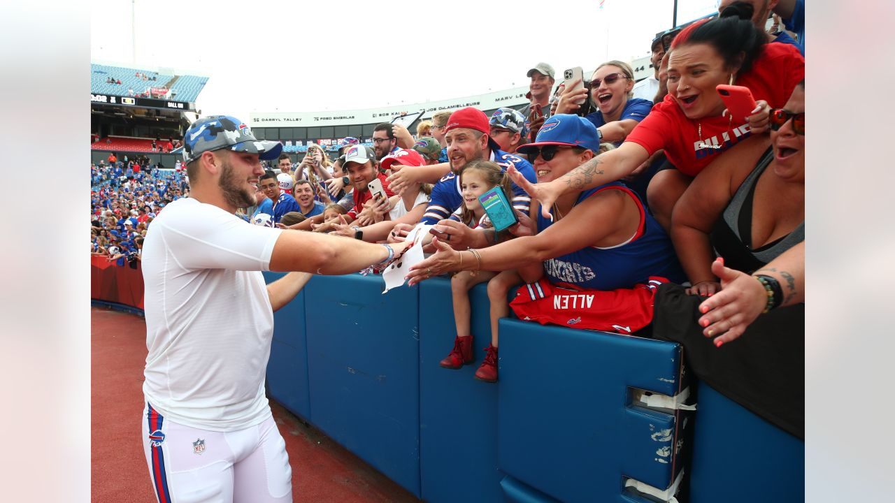 Buffalo Bills - Buffalo Bills QB Josh Allen #17 - Return of the Blue & Red  Practice at New Era Field. Photo by Bill Wippert August 3, 2018