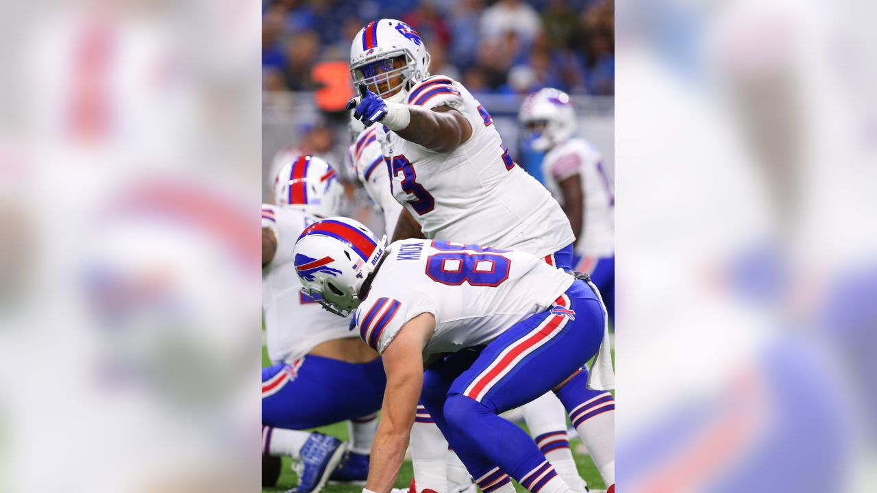 Buffalo Bills linebacker Vosean Joseph (50) playsagainst the Detroit Lions  in the second half of an NFL preseason football game in Detroit, Friday,  Aug. 23, 2019. (AP Photo/Duane Burleson Stock Photo - Alamy