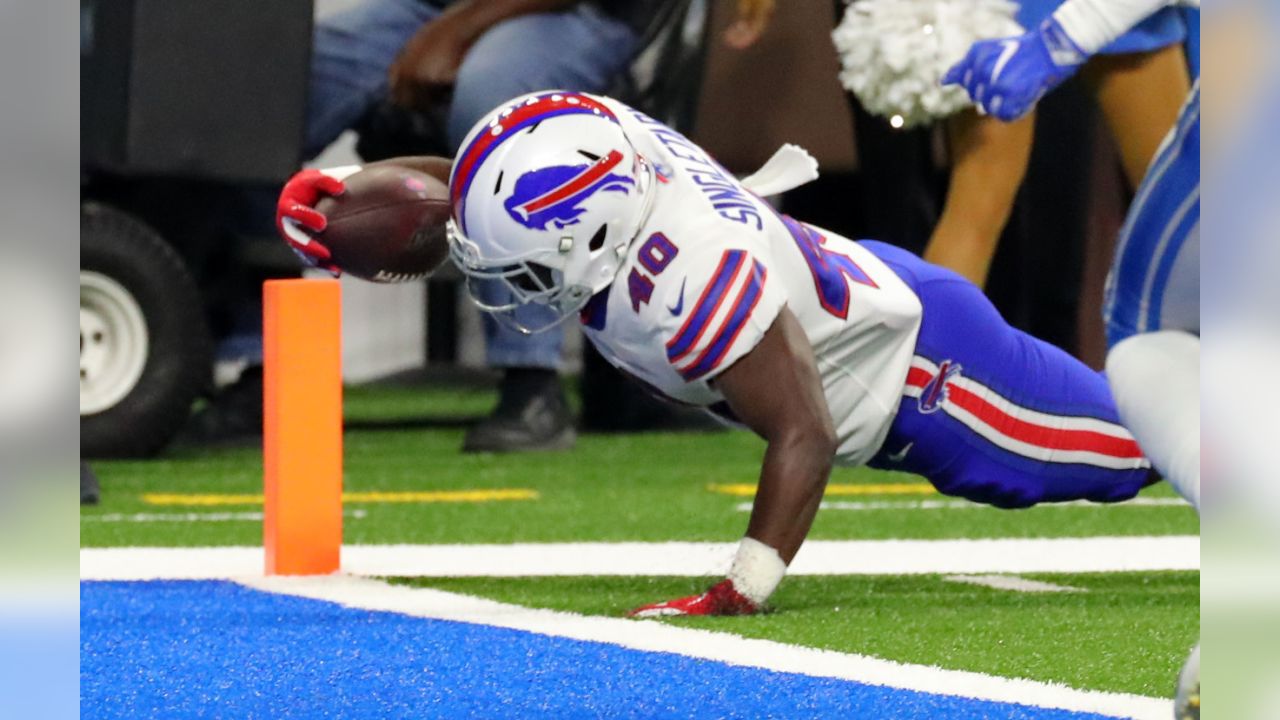 Buffalo Bills defensive back Denzel Rice (37) against the Detroit Lions  during an NFL preseason football game in Detroit, Friday, Aug. 23, 2019.  (AP Photo/Rick Osentoski Stock Photo - Alamy