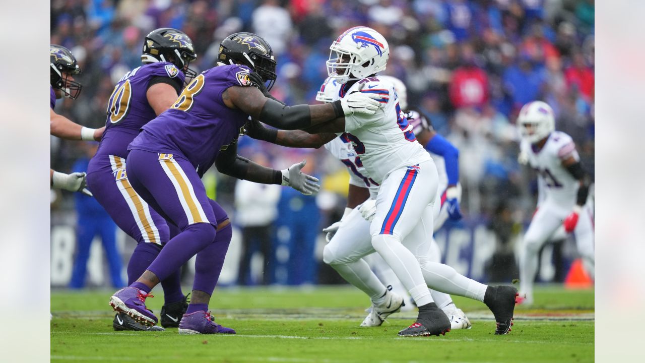 BALTIMORE, MD - OCTOBER 02: Baltimore Ravens running back J.K. Dobbins (27)  runs the ball for a touchdown during the Buffalo Bills versus Baltimore  Ravens NFL game at M&T Bank Stadium on