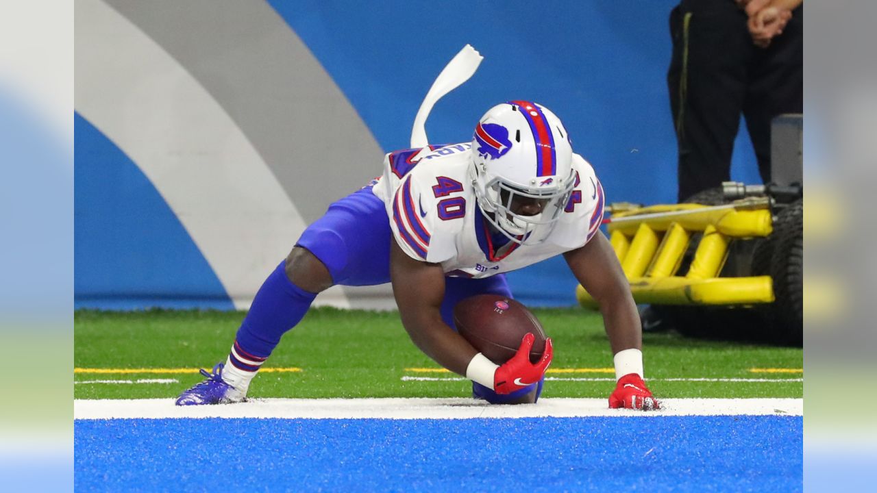 Buffalo Bills defensive back Denzel Rice (37) against the Detroit Lions  during an NFL preseason football game in Detroit, Friday, Aug. 23, 2019.  (AP Photo/Rick Osentoski Stock Photo - Alamy