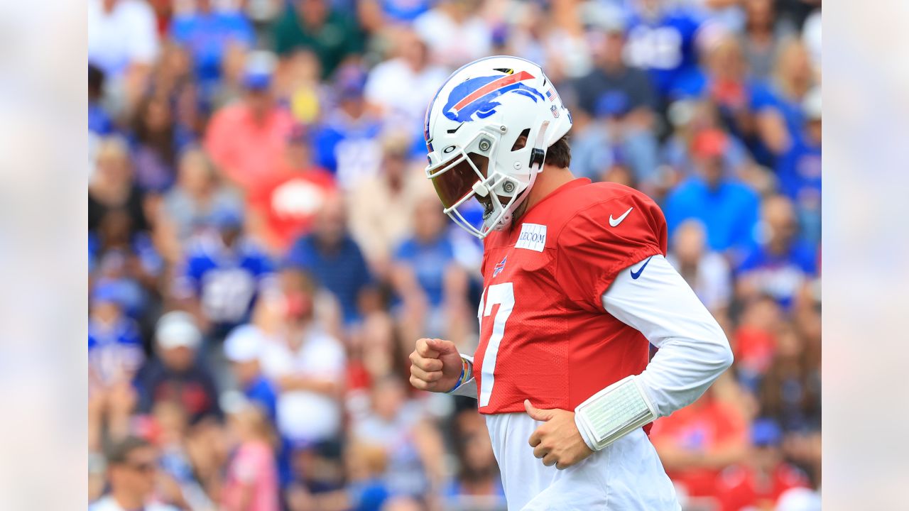 Bills training camp: Josh Allen wears throwback red helmets