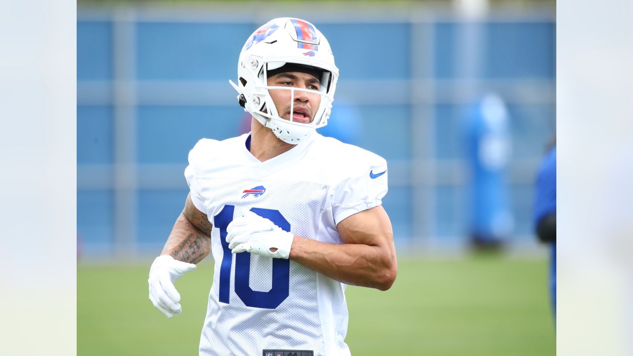 Buffalo Bills cornerback Christian Benford (47) looks for the ball as he  runs a drill during the NFL football team's rookie minicamp in Orchard  Park, N.Y., Friday May 13, 2022. (AP/ Photo