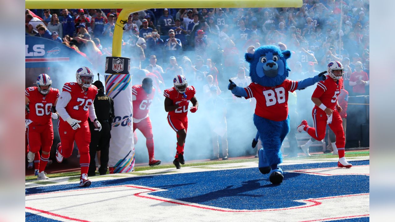 Miami Dolphins mascot T.D. runs onto the field before the start of an NFL  football game against the Buffalo Bills, Sunday, Sept. 25, 2022, in Miami  Gardens, Fla. (AP Photo/Doug Murray Stock